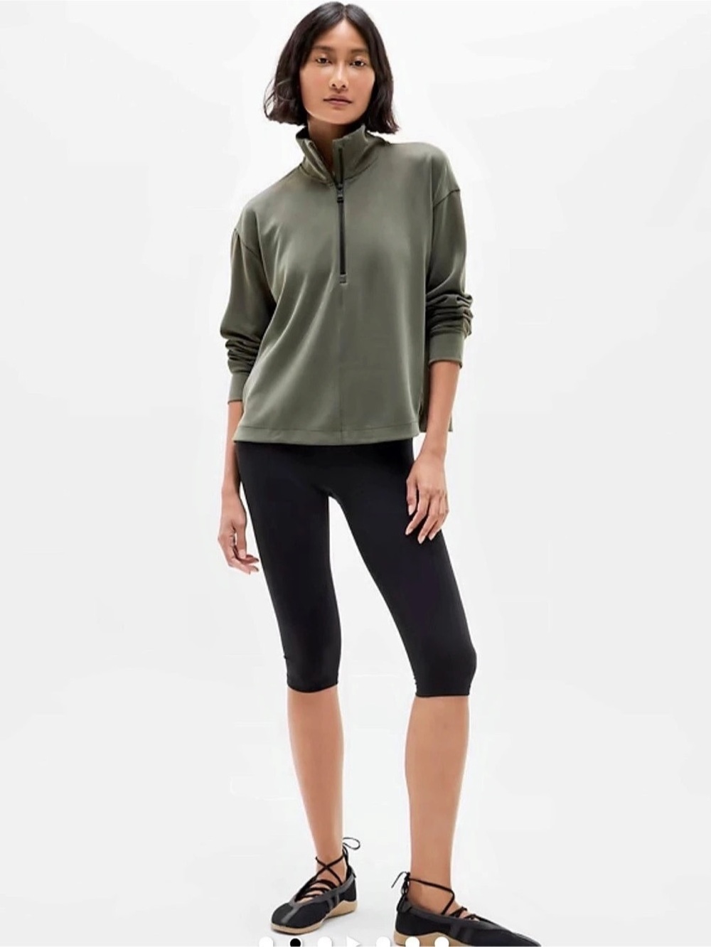 Athleta Seasoft Quarter Zip Women's Pullover Green
